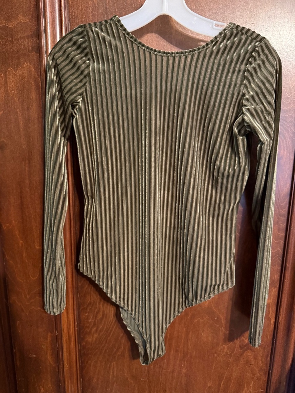 Green velvet stripped bodysuit
